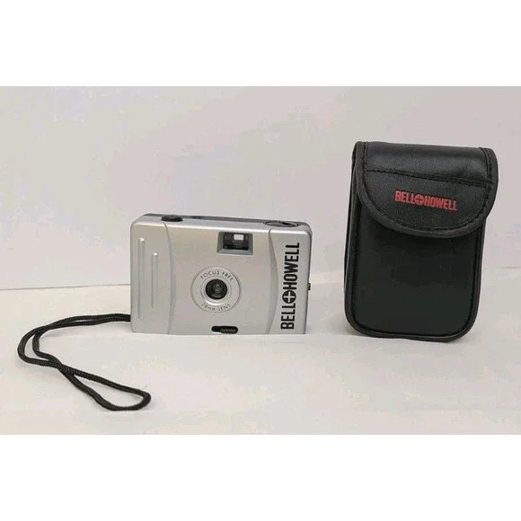 Bell+Howell Focus Free 28mm Film Camera Silver w/ Case Untested Pre-Owned