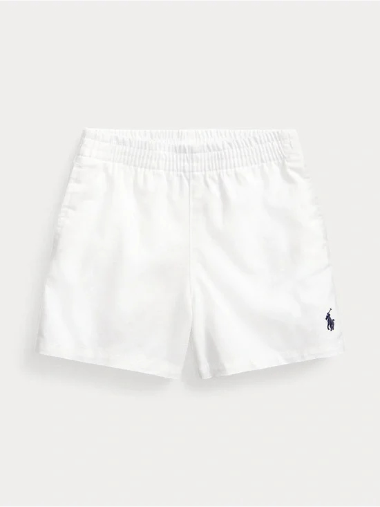 Kids Ralph Lauren White Chino Shorts with Navy Polo Logo and elastic waistband