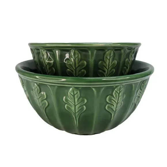 Green Oak Leaf Mixing Bowls Furio Home 8.75