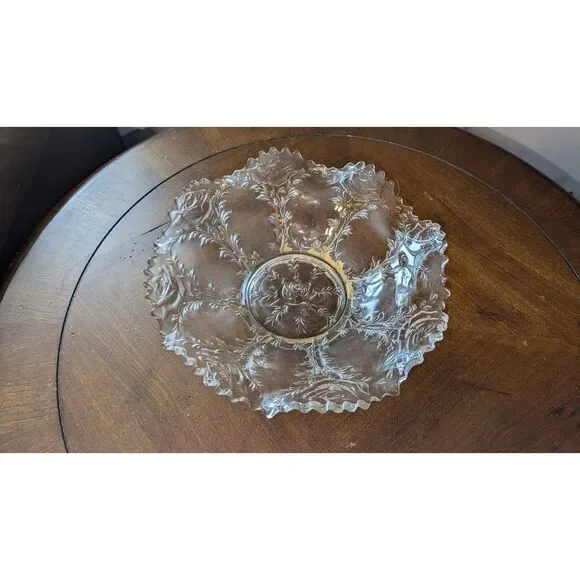EAPG LABELLE ROSE CUT GLASS BOWL 1905 9.5