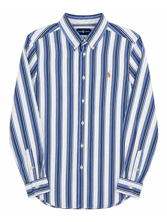 Polo Ralph Lauren Boys L 14-16 Plaid Button Down Shirt Blue Pink 100% Cotton