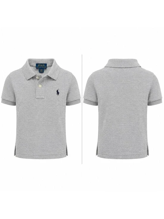 polo ralph lauren Kid Shirt Polo Classic Embroidered Gray  Navy Pony Logo Sz 4 T