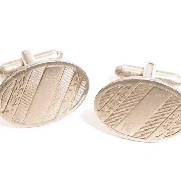 Vintage Oval Design Silver‎ Tone Cufflinks
