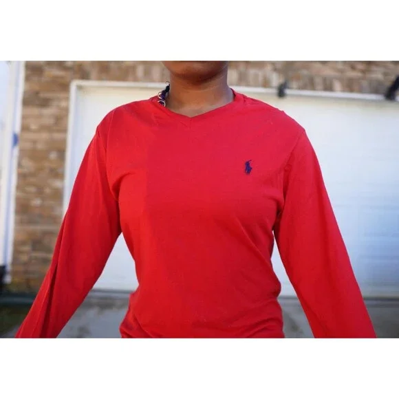 Polo Ralph Lauren Kids L Large Red Long Sleeve Crew Neck T-Shirt NWT Pony Logo