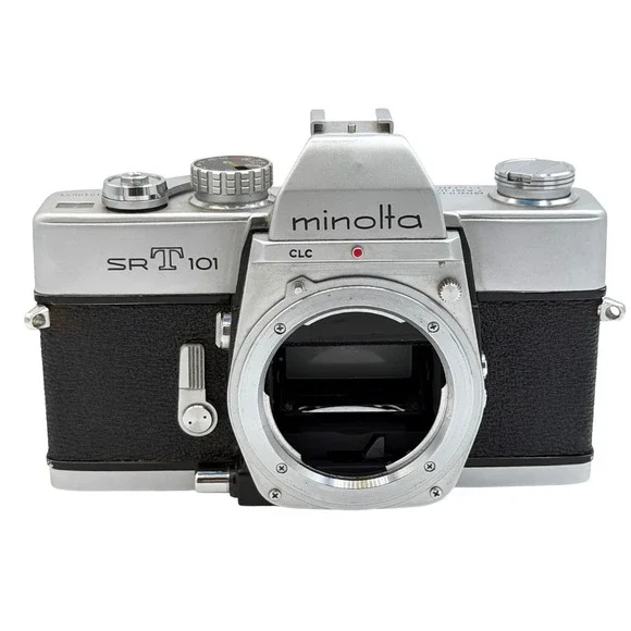 Minolta SRT 101 35mm SLR Film Camera Body Silver Black Vintage Japan CLC TESTED