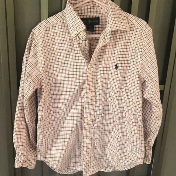 Ralph Lauren plaid checked button-down, Oxford, shirt, boys 6￼ long sleeve