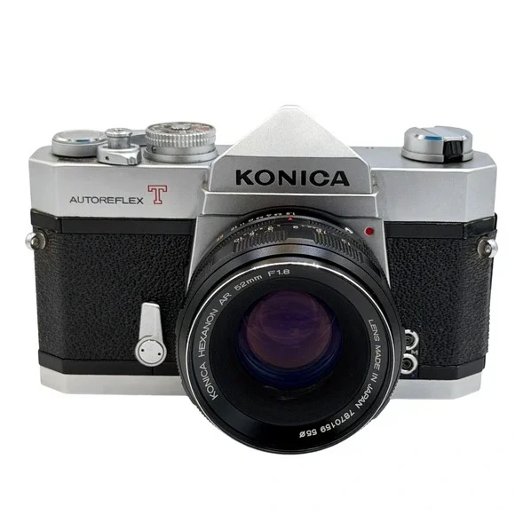 Konica Autoreflex T 35mm SLR Camera with Hexanon AR 52mm f1.8 Lens Silver TESTED