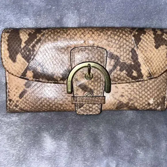 Coach Large Python Embossed Genuine Leather Wallet/Clutch