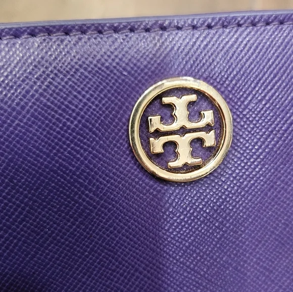 Tory Burch Long Dual Snap Purple Wallet + Chain & Branded Dustbag