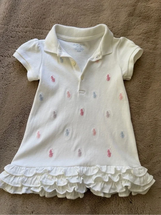 Ralph Lauren White Polo Dress with Pink & Light Blue Pony Logos
