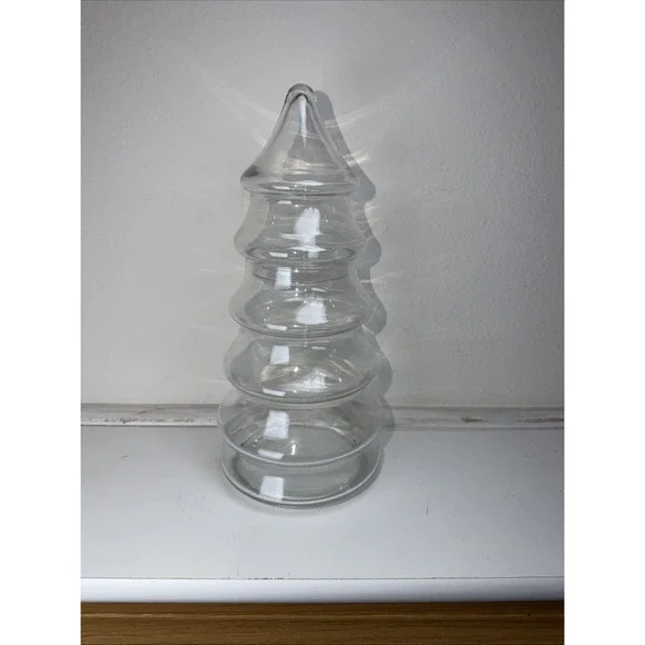 Vintage Clear Apothecary‎ Tree 6 Tier Clear Glass Christmas Tree Shaped Jar