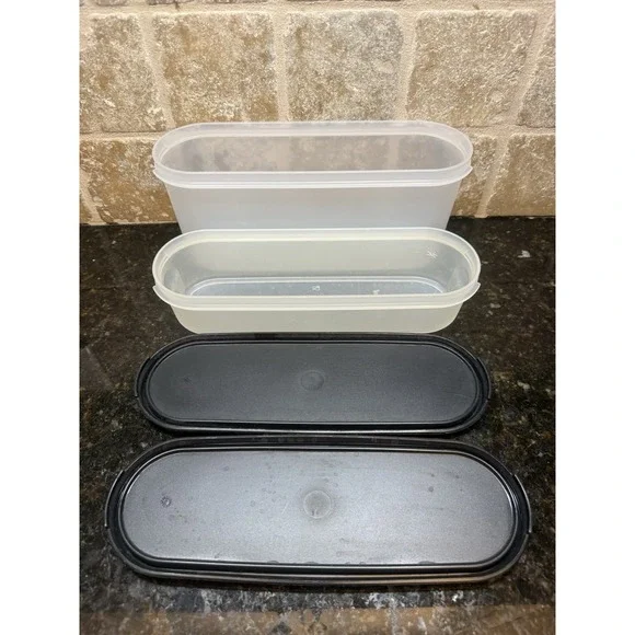 Lot Of 2 Tupperware MODULAR MATES Super Oval 1 &‎ 2 BLACK Seals