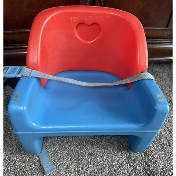 Vtg 1990's Fisher Price Grow With Me Booster Chair Seat Strap Toddler Red Blue