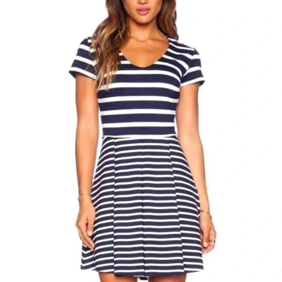 Joie Chikara California Stripe Dress Navy V Neck