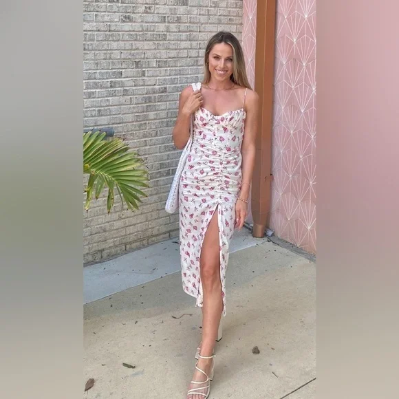Zara floral Pink and White Dress