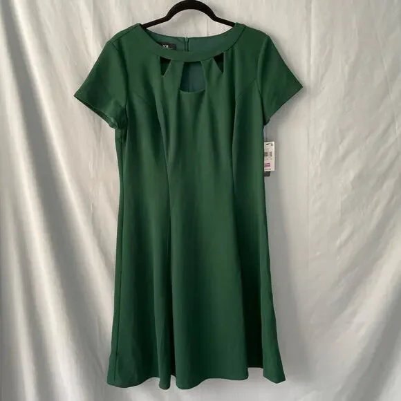 AGB Women's Hunter Green Scuba Crepe Cut Out‎ Fit N Flare Dress Size 14