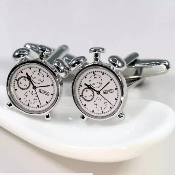 Silver Stopwatch Dial Cufflinks - Men Accessories
