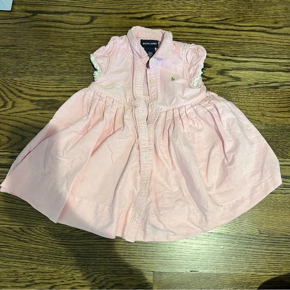 Toddler Girls Ralph Lauren Pink Collared Dress