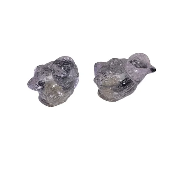 Vintage Clear Glass Chick Salt and Pepper Shakers Set Rare Bird Figurines‎