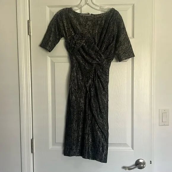 Reiss Knotted Gray/Black Dress - Cocktail Dress Size 2