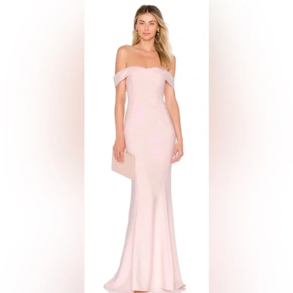 LIKELY Bartolli Blush Pink Off-the-Shoulder Mermaid Gown Size 0 NWT
