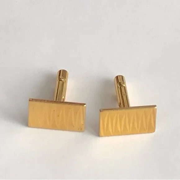 Gold Rectangular Men's Cufflinks - Classic Minimalist Design 2cmX2cm