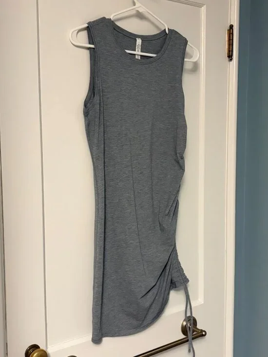 Lululemon cinch it mini dress heathered grey pima cotton ruched size 8 athletic