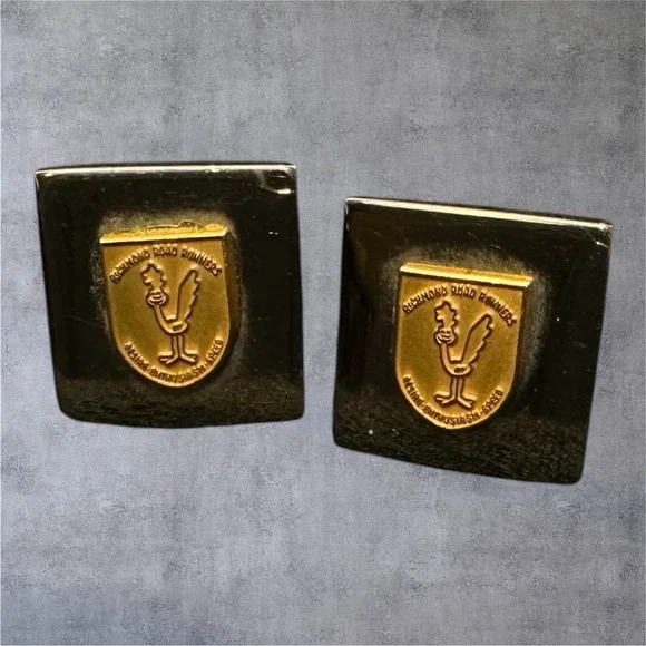 Vintage Balfour Richmond Road Runners Cufflinks Gold Tone Road Runner