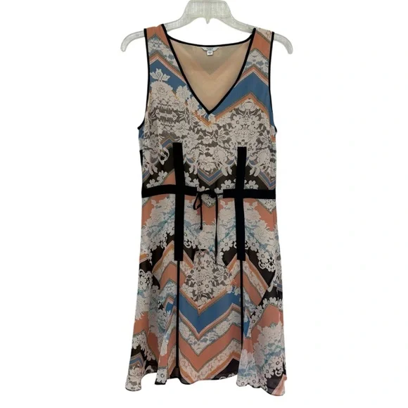 Guess Blue and Cream Chevron Mini Dress