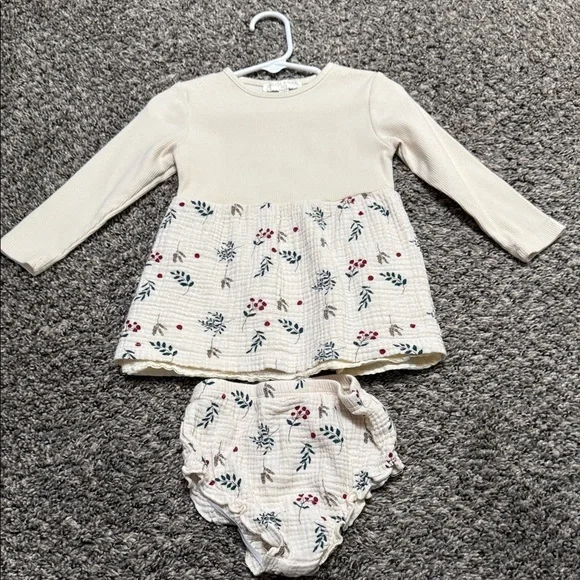 Chelsea & Violet Cream and Floral Baby Dress Set 18 month