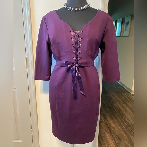 Purple dress with lace front