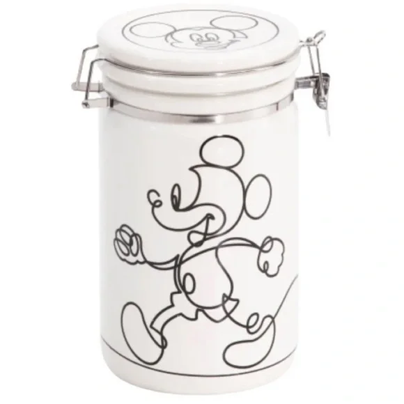 Disney Mickey Mouse 8” Linear Hinge Cookie Jar Canister Container Black …