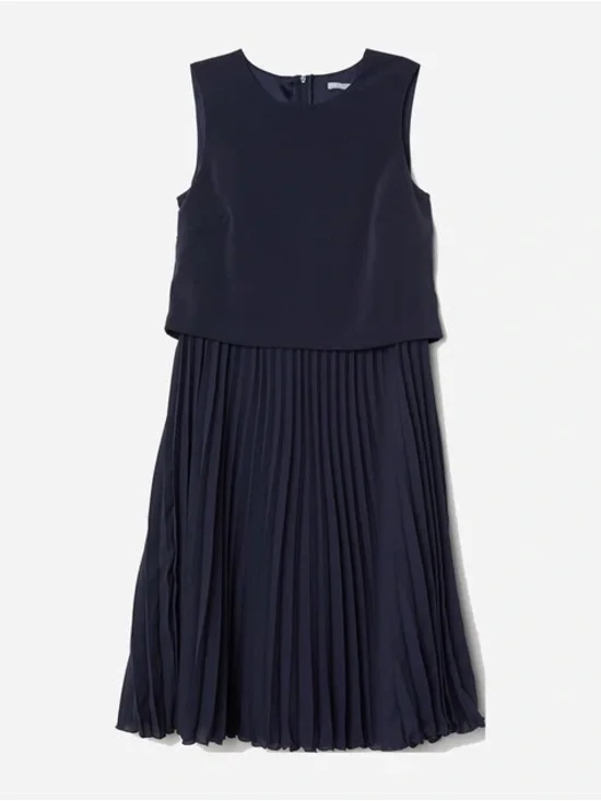 H&M Navy Blue Pleated Cape Top Dress