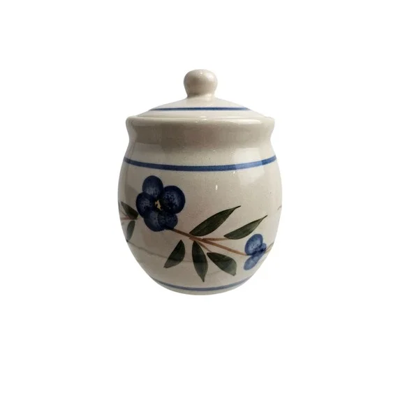 Ceramic Jar with Lid Blue Floral‎ Design Kitchen Storage Container