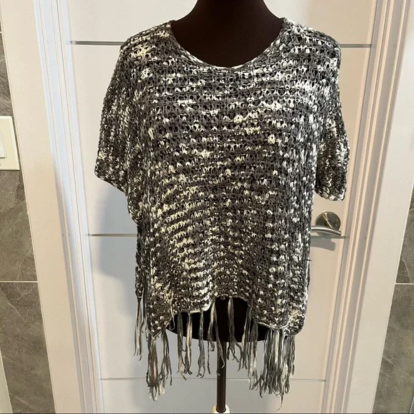 Justice fringe knit poncho sweater - boho style - M/L