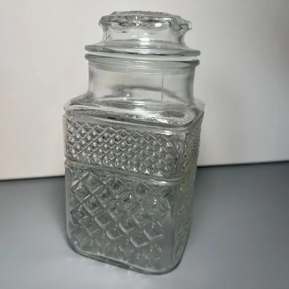 Vintage Anchor Hocking Wexford Glass Canister Cottagecore Circa 1967-1998
