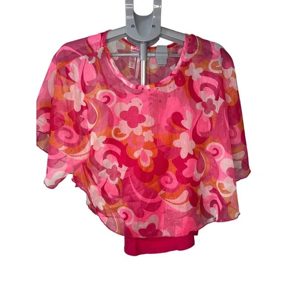 Justice Pink Asymmetrical Ruffled Blouse Girls Size 16