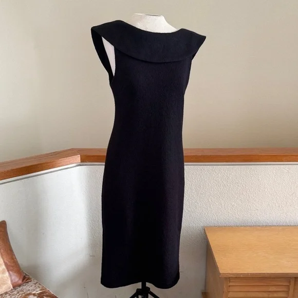 Banana Republic Black Midi Dress size 8 Italian Wool
