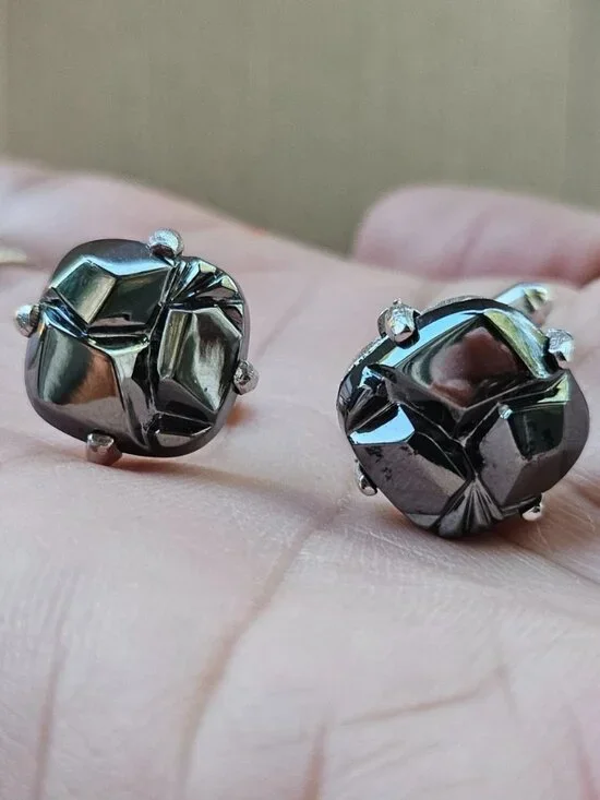 Vintage Sarah Coventry Men Cufflink Black Faux Stone Cuff Links Stud Men Jewelry