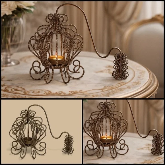 New Cirque du Soleil Alegria Brushed Metal Cage Lantern Tealight Candle Holder
