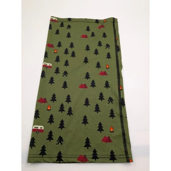 Camper Tents Campfire Olive Green Neck Gaiter Olive Green Bigfoot Camping Print
