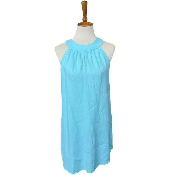 St. Tropez West 100% Linen Vacation Summer Classic Sleeveless Dress Size Small