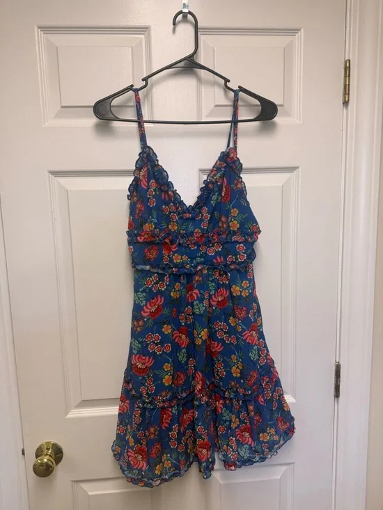 Flying Tomato Blue Floral Ruffle dress