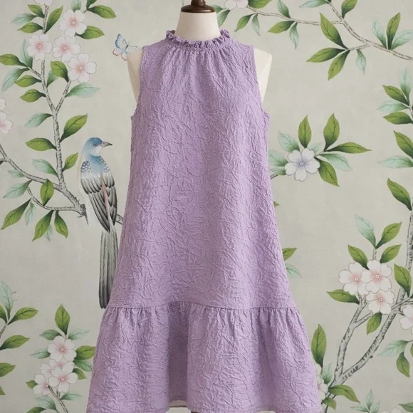 THML Lilac Textured sleeveless drop waist Easter dress L 10-12