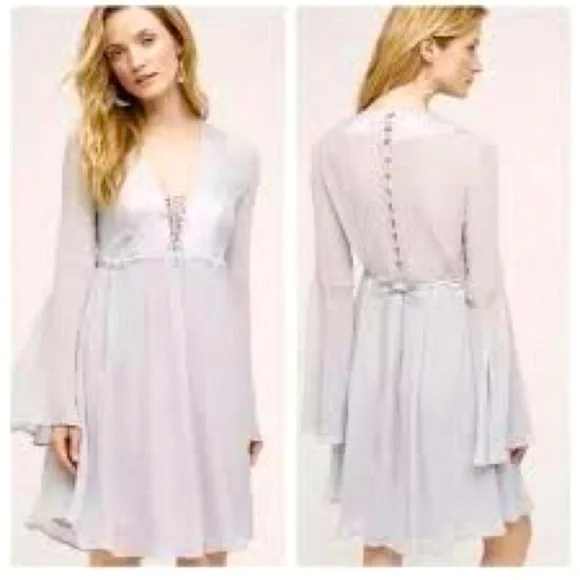 Anthropologie Ghost London Pale Blue Dress with Bell Sleeves