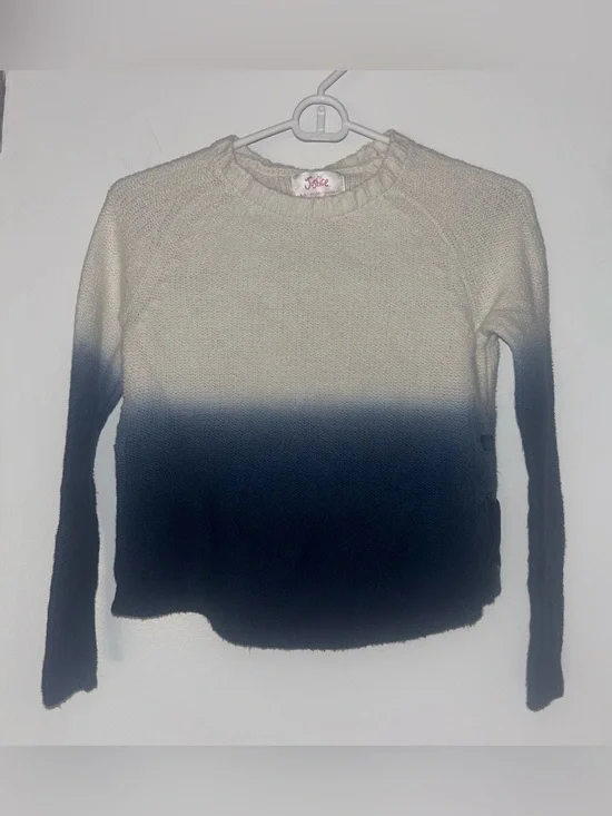 Justice Ombre Crewneck Sweater - Cream to Navy Blue
