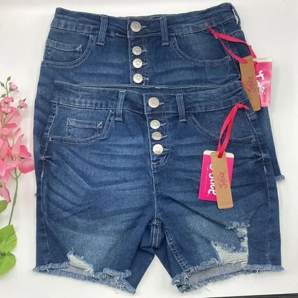 Justice Girl's Highrise Denim Distressed Midi Shorts 2-Pack Size 14