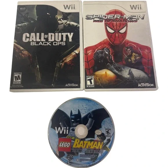 Wii Game Bundle Lot of 3 Call of‎ Duty Black Ops Spider-Man Web of Shadows LEGO