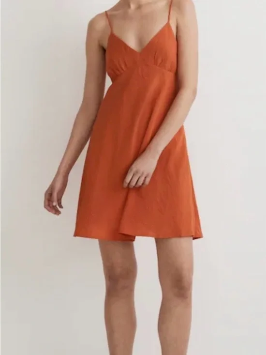 Madewell Spaghetti-Strap Mini Dress in Rust