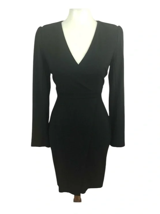 NWOT Lulus Black Surplice Faux Wrap Sheath Dress